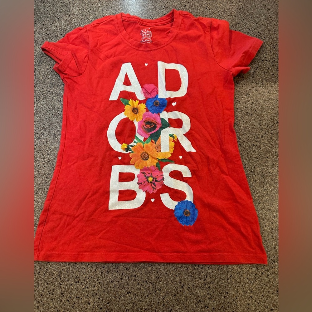 Faded Glory Red Tee with Graphic Design